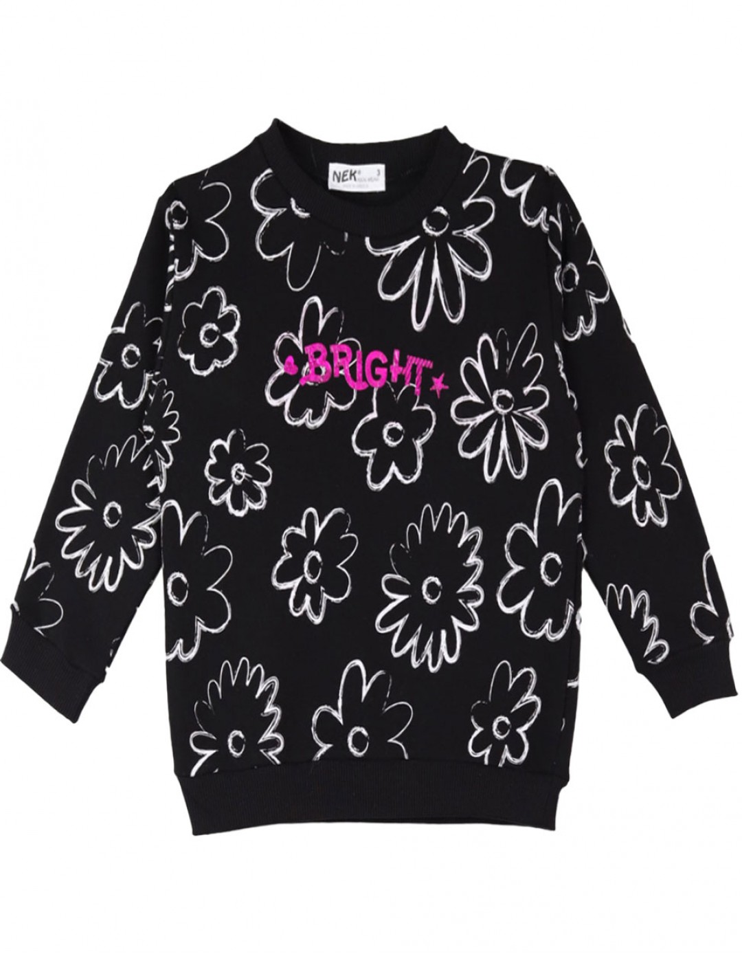 Παιδικό σετ φόρμα για κορίτσι, μαύρο-φούξια, Regular Fit, 80% βαμβάκι-20% πολυεστέρας.