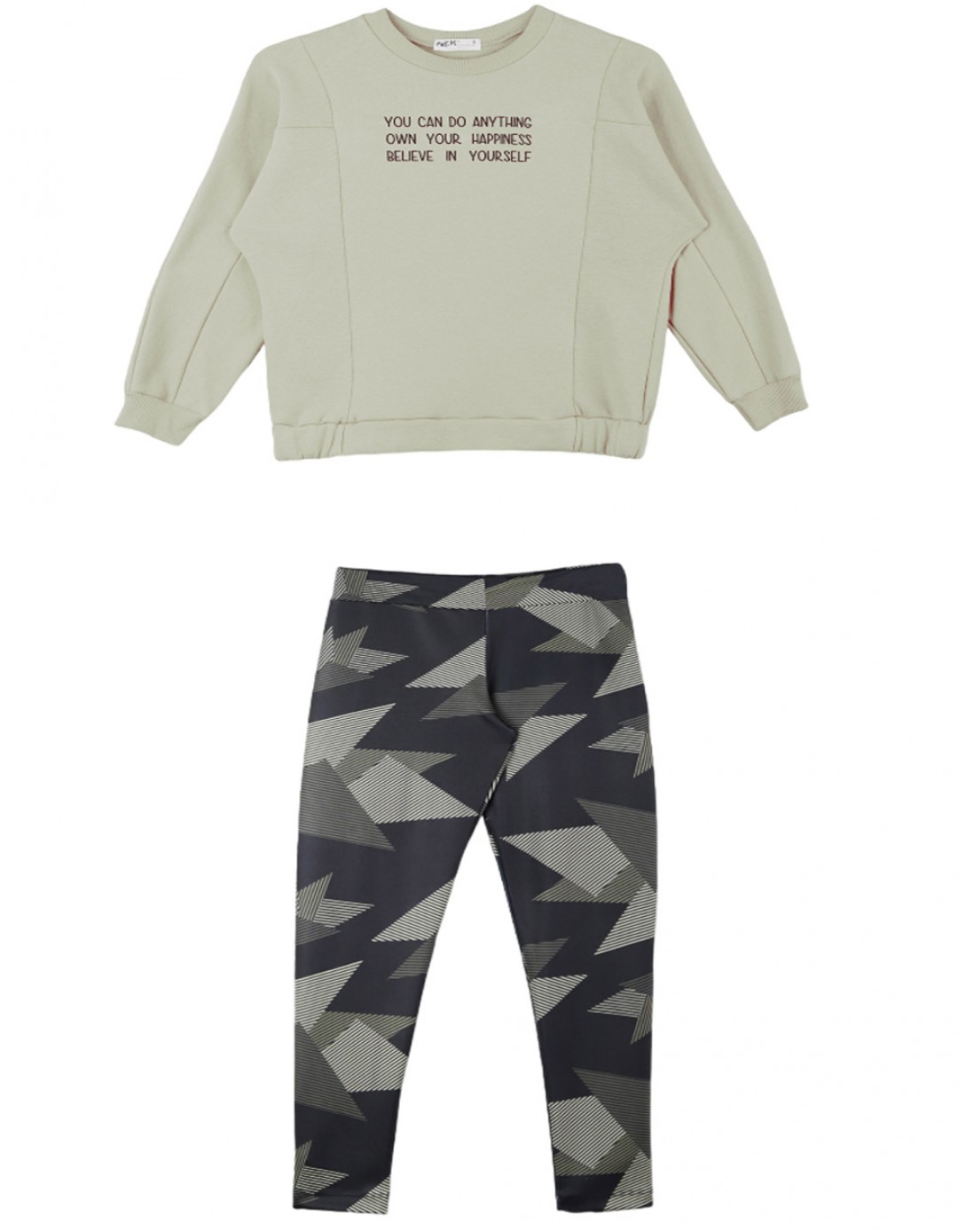 Παιδικό σετ κολάν για κορίτσι, χακί, Regular Fit, 80% βαμβάκι-20% πολυεστέρας. Παιδικό σετ κολάν για κορίτσι, χακί, Regular Fit, 80% βαμβάκι-20% πολυεστέρας.