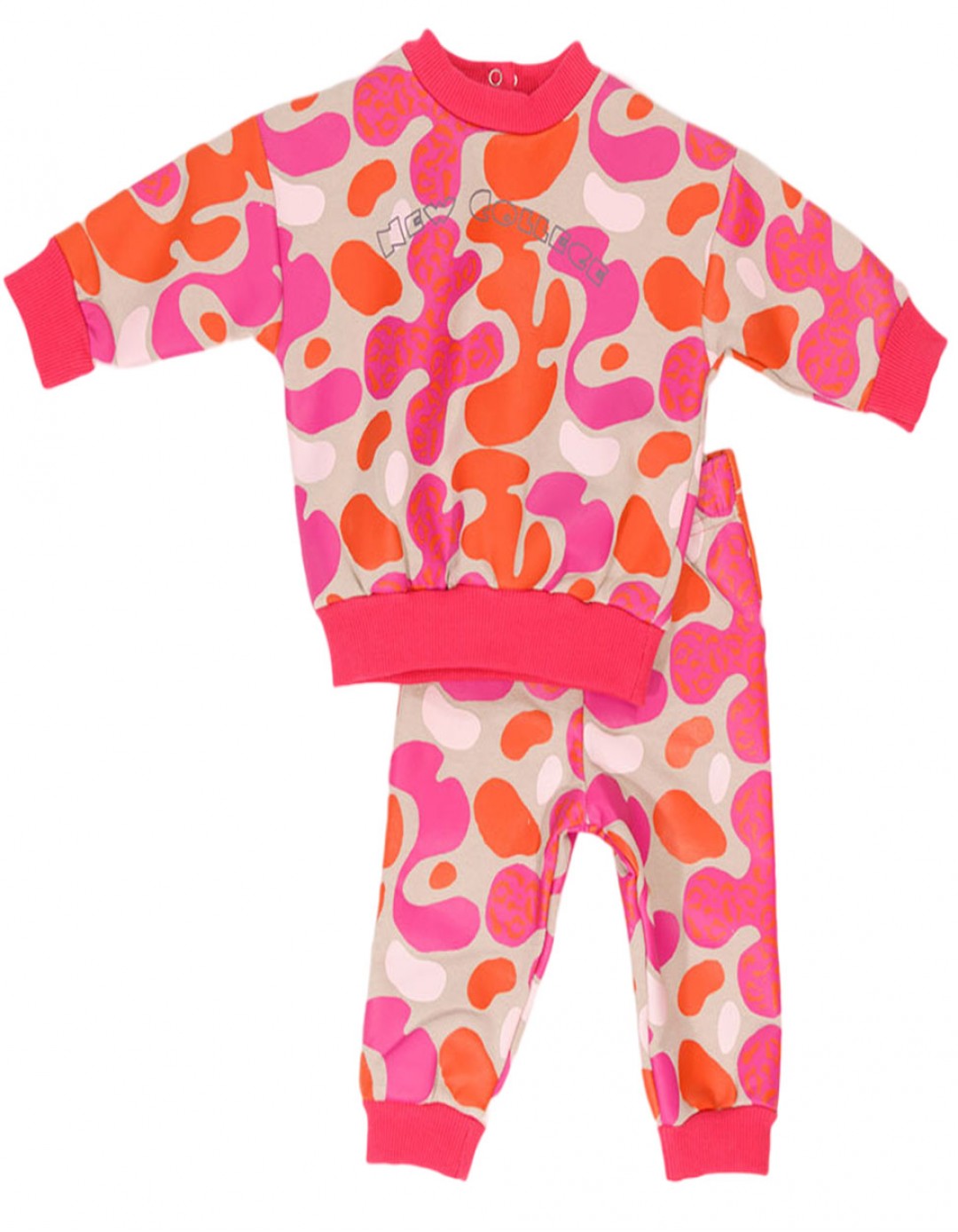 Βρεφικό σετ φόρμα για κορίτσι, φούξια, Regular Fit, 60% βαμβάκι-40% πολυεστέρας.