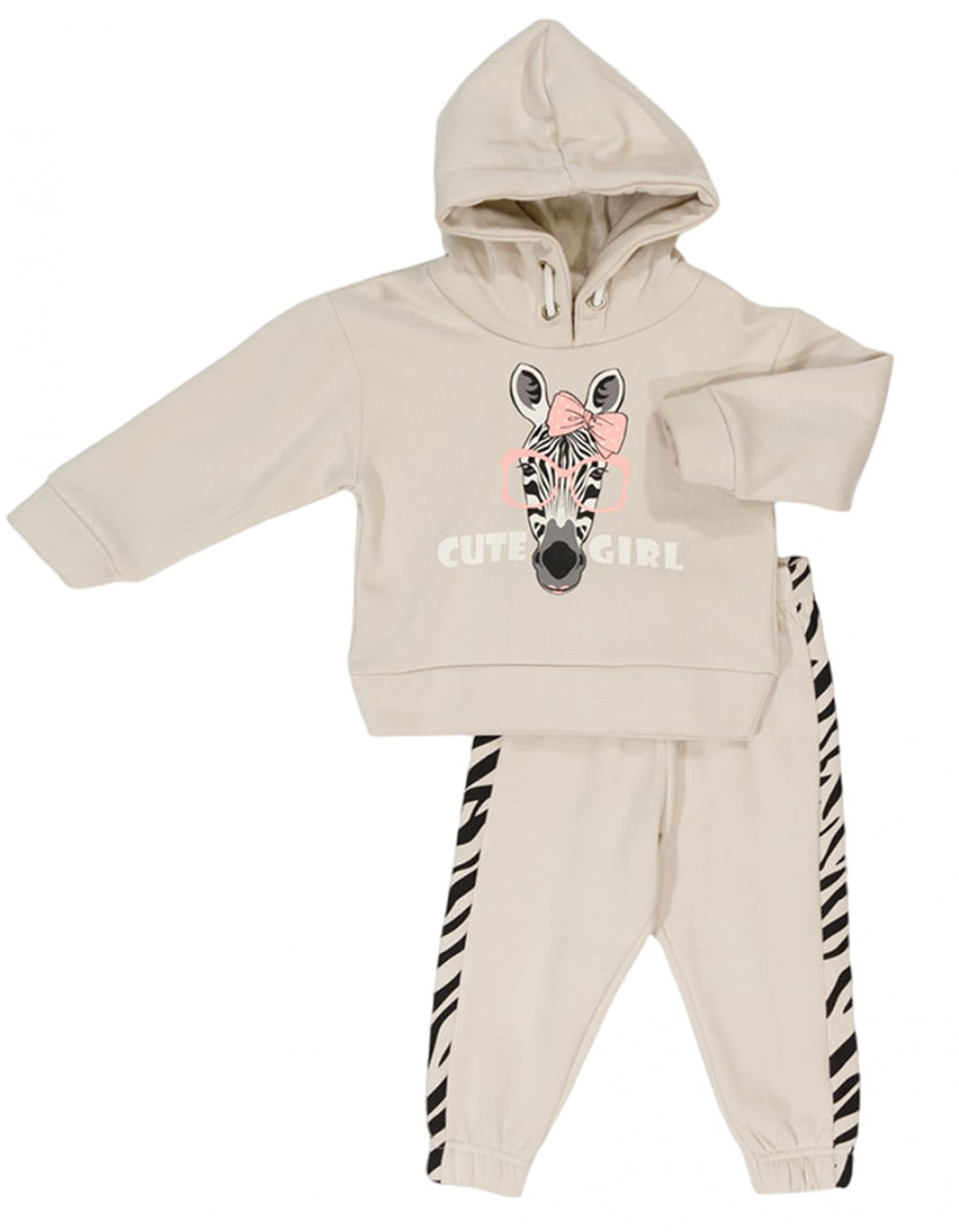 Παιδικό σετ φόρμα για κορίτσι με κουκούλα, πάγου, Regular Fit, 60% βαμβάκι-40% πολυεστέρας.