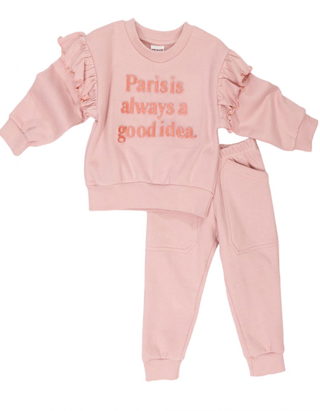 Παιδικό σετ φόρμα για κορίτσι, ροζ, Regular Fit, 60% βαμβάκι-40% πολυεστέρας.