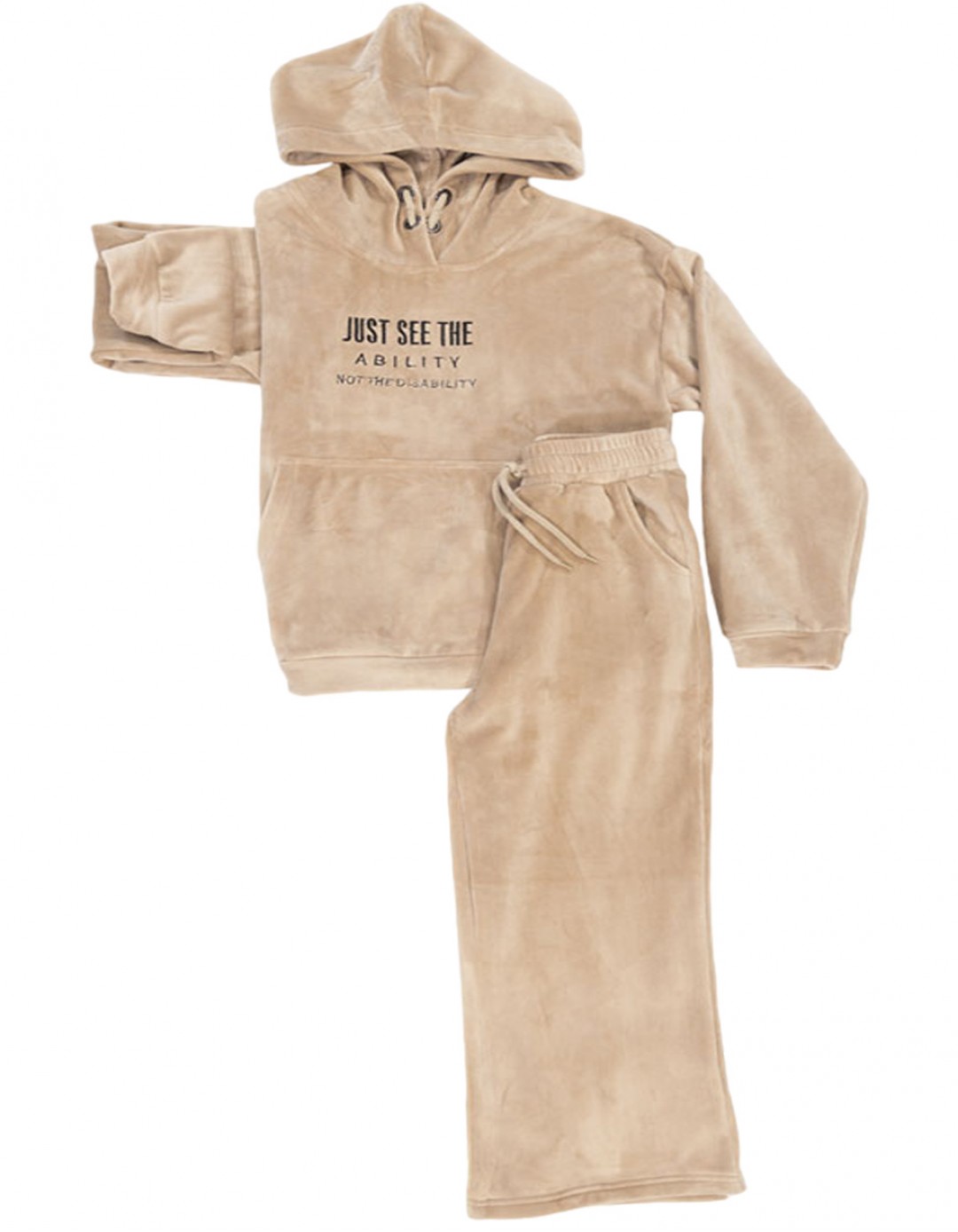 Παιδικό σετ βελουτέ για κορίτσι με κουκούλα, μπεζ, Regular Fit, 65% βαμβάκι-30%πολυεστέρας-5% ελαστίνη. Παιδικό σετ βελουτέ για κορίτσι με κουκούλα, μπεζ, Regular Fit, 65% βαμβάκι-30%πολυεστέρας-5% ελαστίνη.