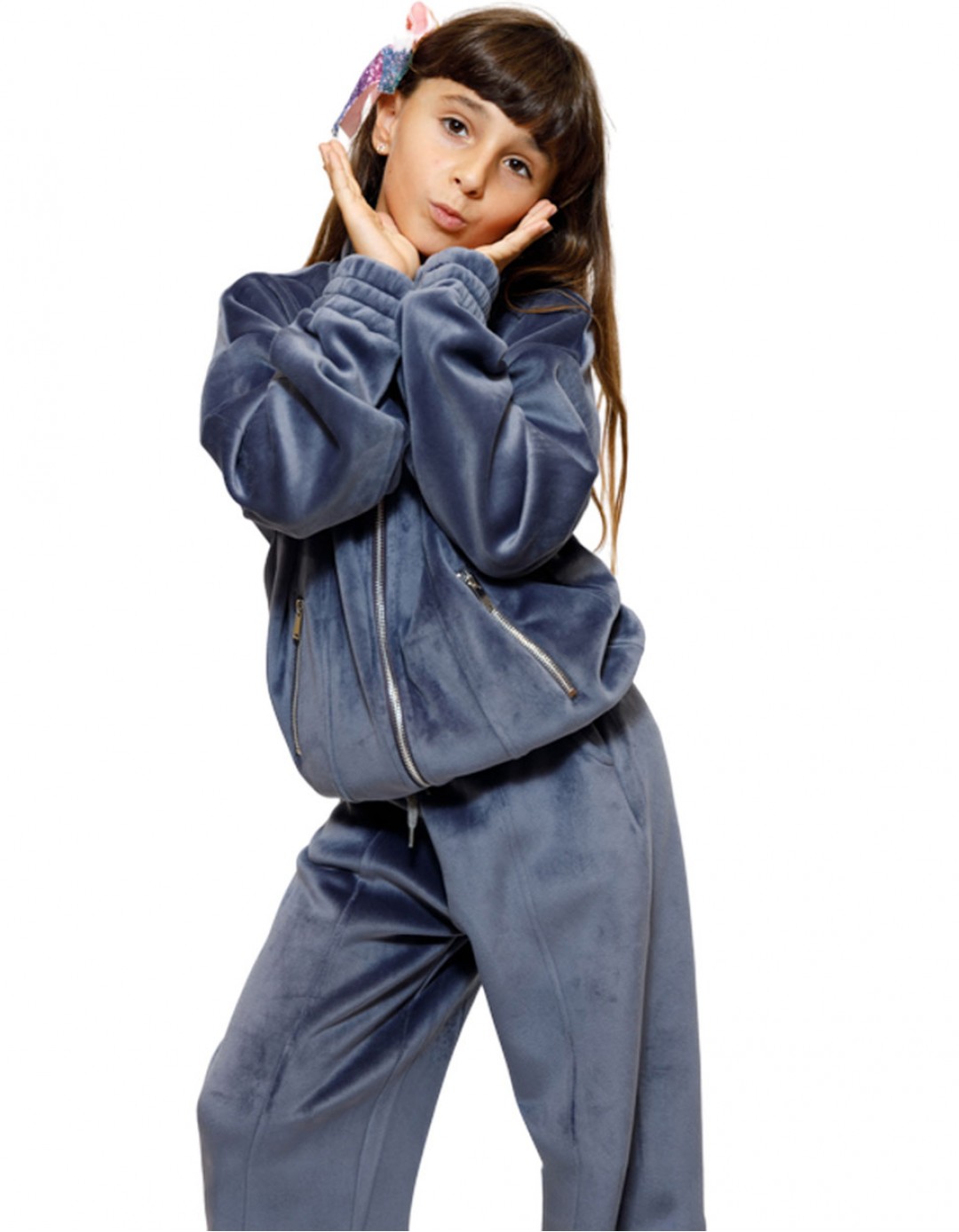 Παιδικό σετ βελουτέ για κορίτσι με ζακέτα, μπλε, Regular Fit, 65% βαμβάκι-30%πολυεστέρας-5% ελαστίνη. Παιδικό σετ βελουτέ για κορίτσι με ζακέτα, μπλε, Regular Fit, 65% βαμβάκι-30%πολυεστέρας-5% ελαστίνη.
