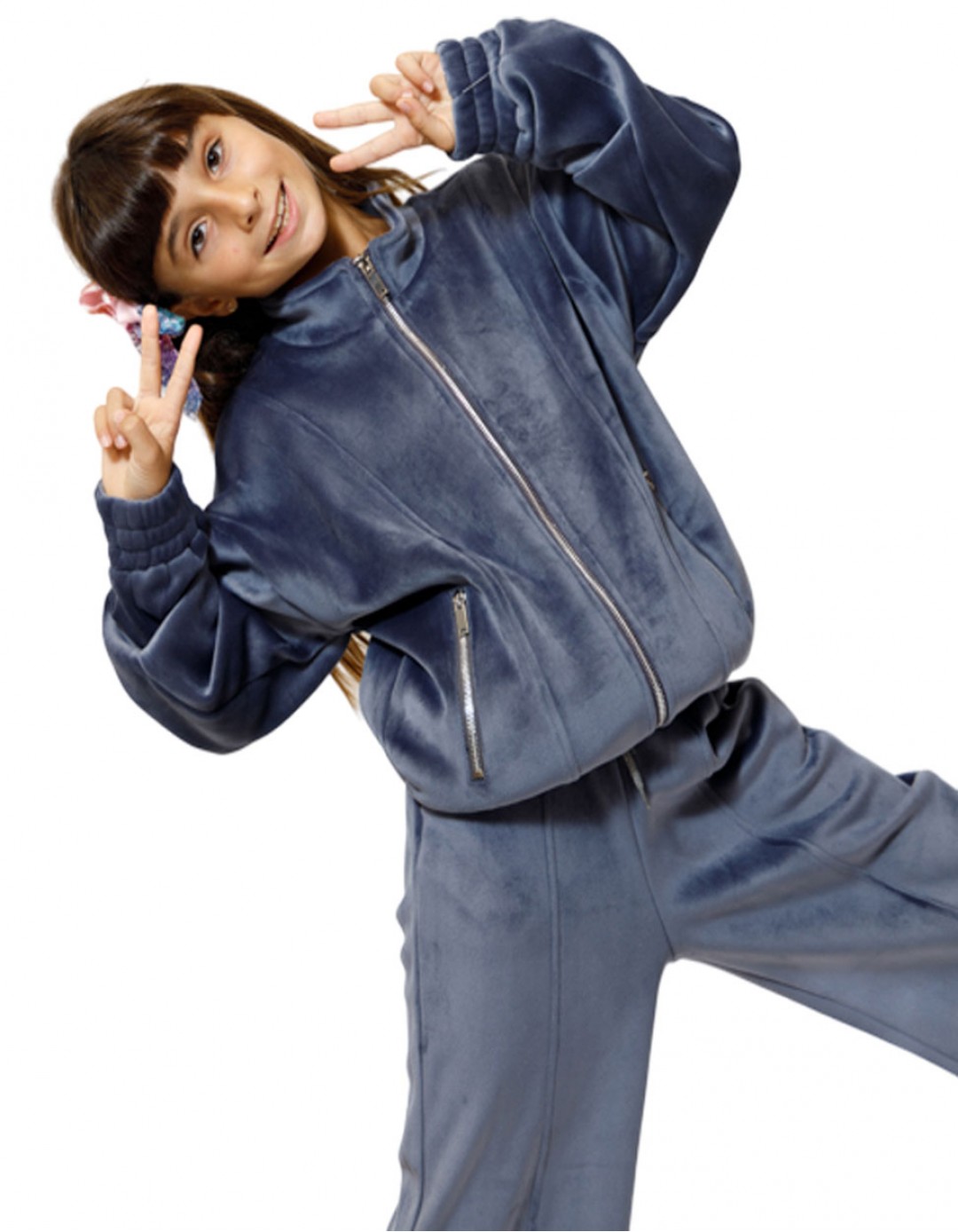 Παιδικό σετ βελουτέ για κορίτσι με ζακέτα, μπλε, Regular Fit, 65% βαμβάκι-30%πολυεστέρας-5% ελαστίνη. Παιδικό σετ βελουτέ για κορίτσι με ζακέτα, μπλε, Regular Fit, 65% βαμβάκι-30%πολυεστέρας-5% ελαστίνη.