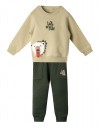 Σετ παιδικής φόρμας αγοριού με μπλούζα αρκούδα και χακί παντελόνι