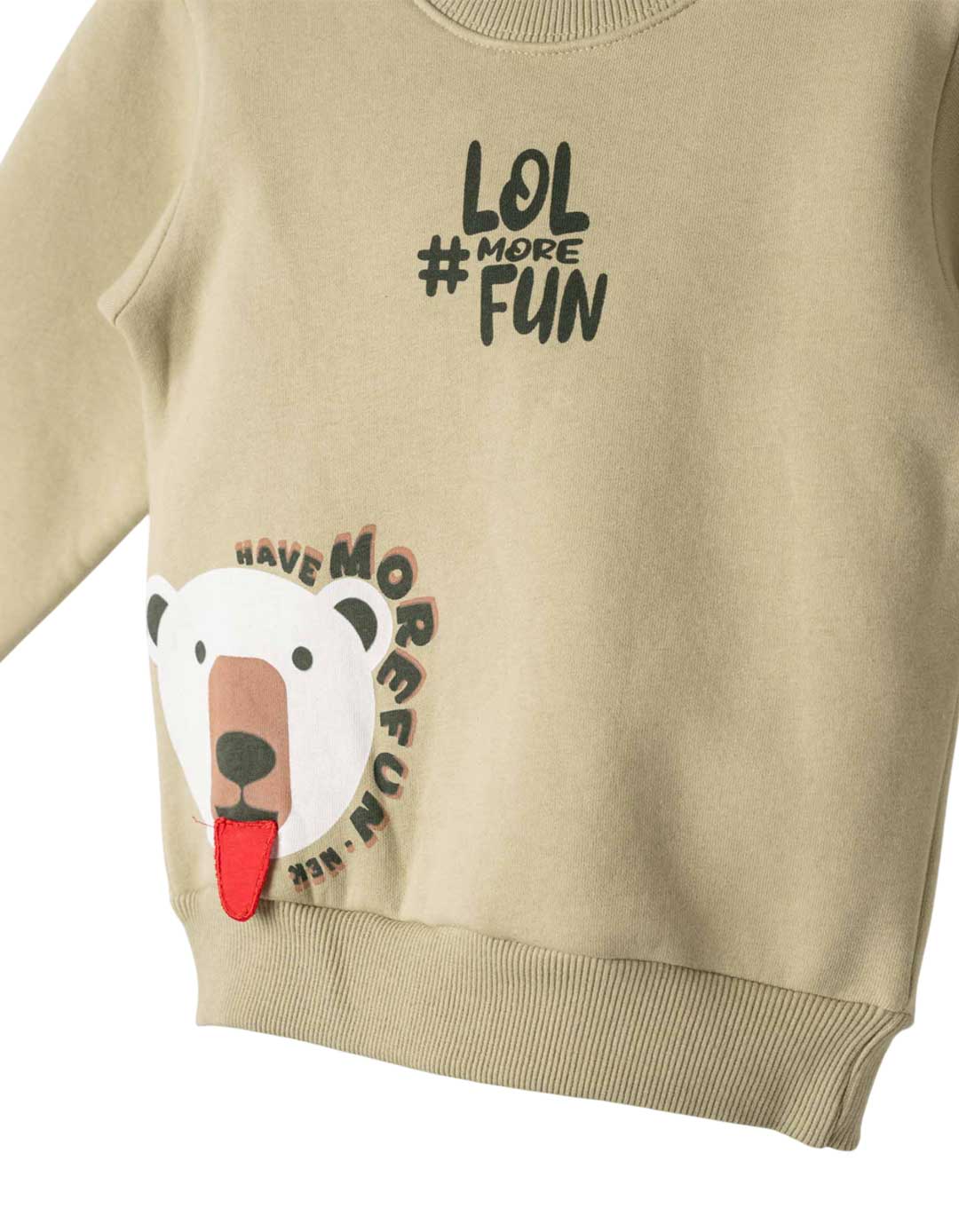 Σετ παιδικής φόρμας αγοριού με μπλούζα αρκούδα και χακί παντελόνι