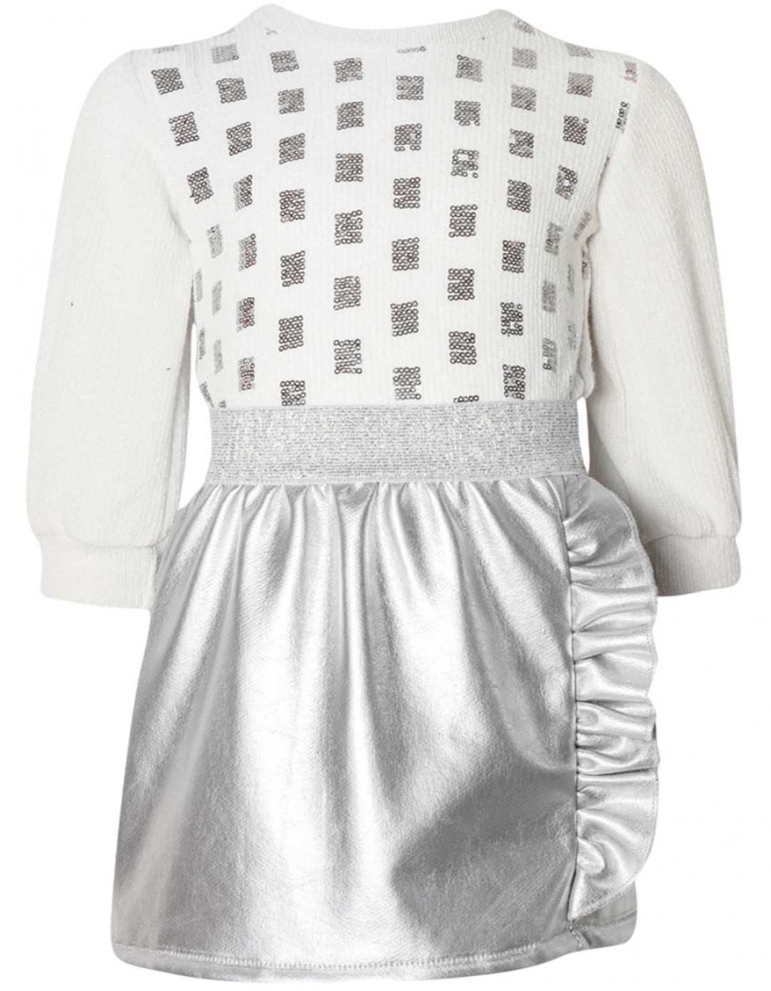 Παιδικό σετ φούστα για κορίτσι, λευκό-ασημί μεταλιζέ, Regular Fit, COT-PVC-PES.