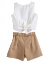 Παιδικό σετ κοριτσιού με σατέν κεντημένο γιλέκο & βερμούδα με αλυσίδα, χρυσό-καφέ,Regular Fit. Παιδικό σετ κοριτσιού με σατέν κεντημένο γιλέκο & βερμούδα με αλυσίδα, χρυσό-καφέ,Regular Fit.