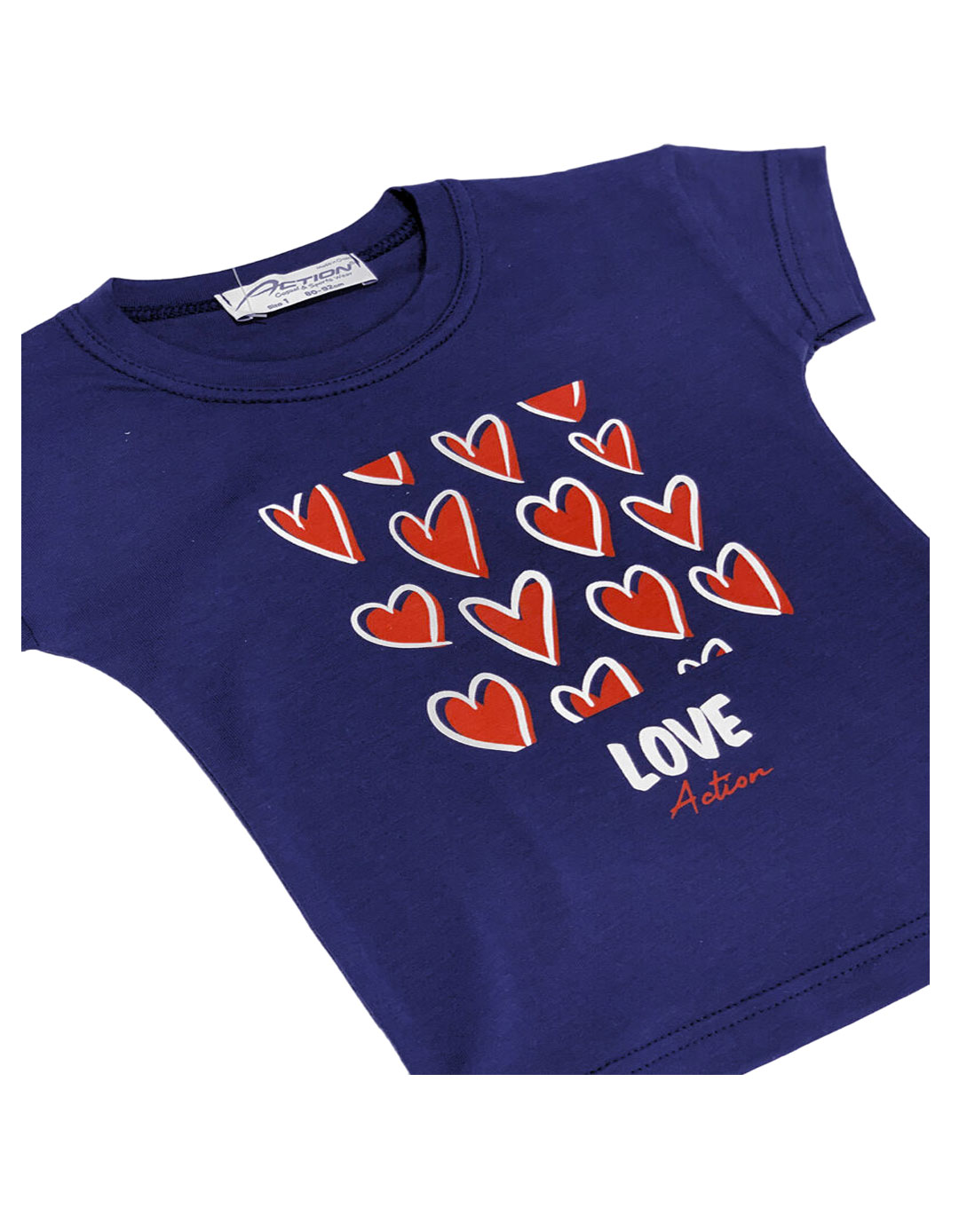 Παιδικό σετ για κορίτσι με μπλούζα και κολάν, μπλε μαρέν-κόκκινο, Regular Fit, 100% βαμβάκι.