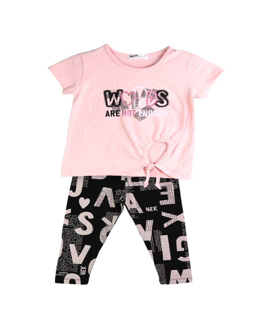 Παιδικό σετ για κορίτσι μπλούζα και κολάν, ροζ-μαύρο, Regular Fit, 95% βαμβάκι, 5% ελαστίνη. Παιδικό σετ για κορίτσι μπλούζα και κολάν, ροζ-μαύρο, Regular Fit, 95% βαμβάκι, 5% ελαστίνη.