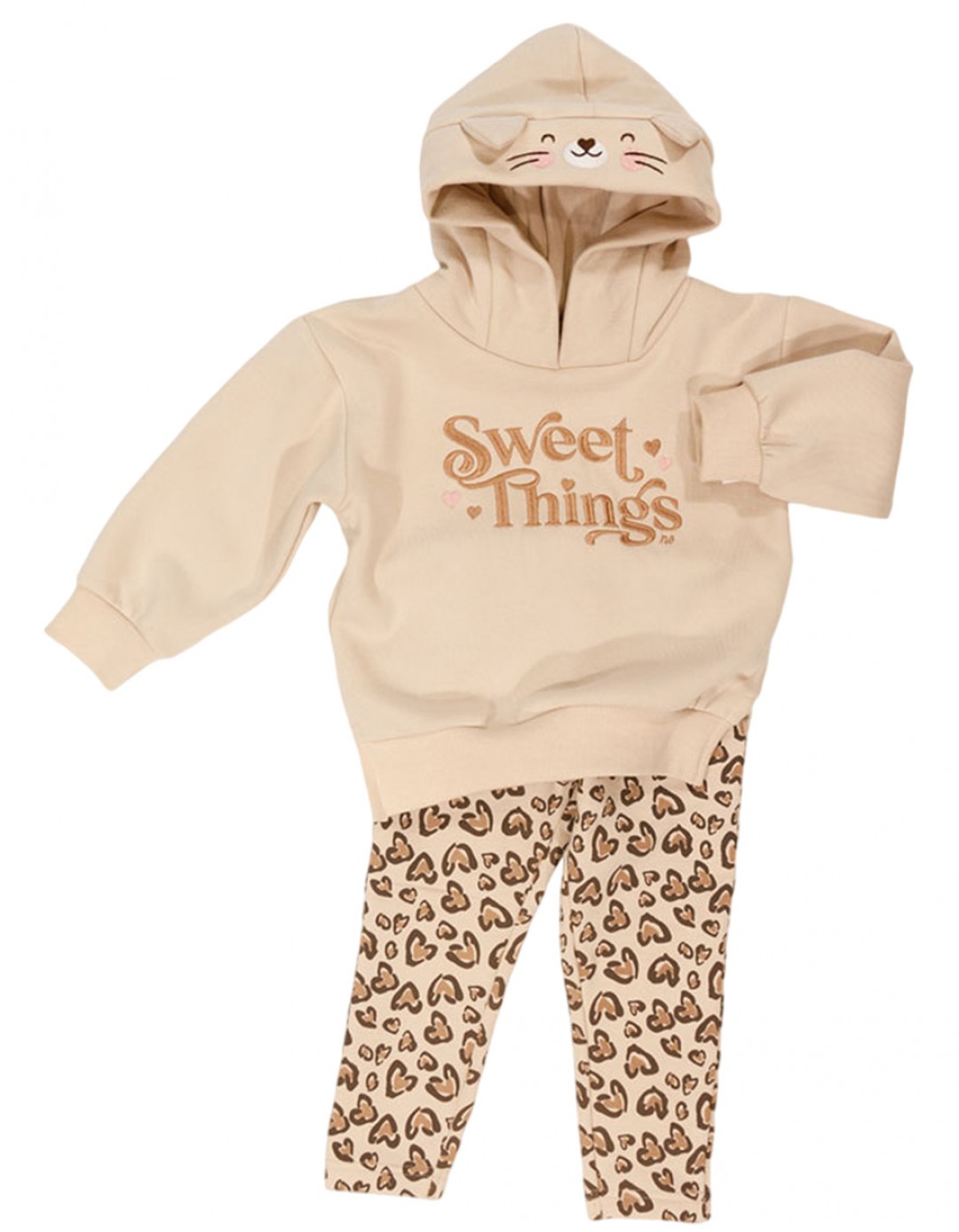 Παιδικό σετ κολάν για κορίτσι με κουκούλα, μπεζ,Regular Fit, 60% βαμβάκι-40% πολυεστέρας. Παιδικό σετ κολάν για κορίτσι με κουκούλα, μπεζ,Regular Fit, 60% βαμβάκι-40% πολυεστέρας.