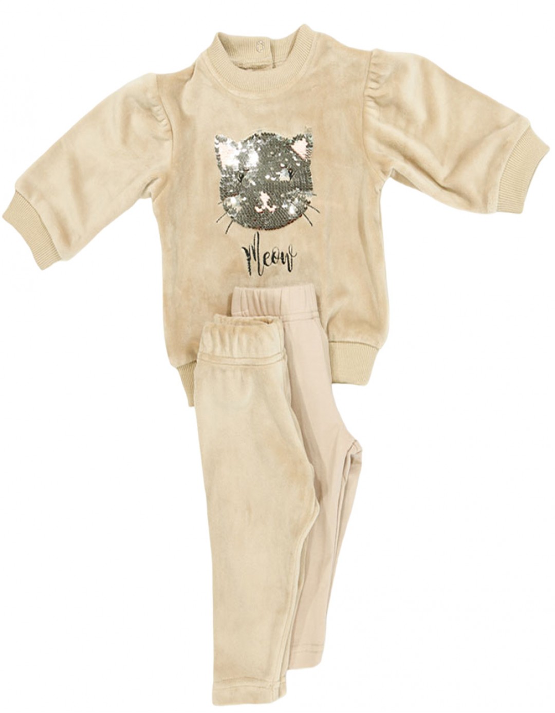 Βρεφικό σετ κολάν 3τμχ για κορίτσι, μπεζ, Regular Fit, 65% βαμβάκι-35% πολυεστέρας-5% ελαστίνη, 80% βαμβάκι-15% πολυεστέρας-5% ελαστίνη.