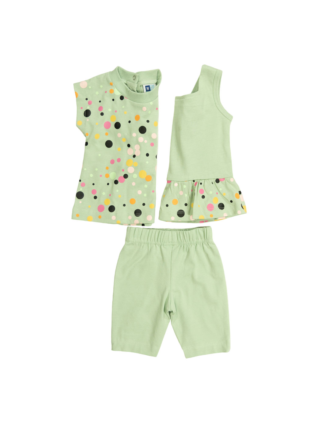 Βρεφικό σετ 3τμχ για κορίτδσι με μπλούζα και κολάν, βεραμάν, Regular Fit, 100% βαμβάκι.
