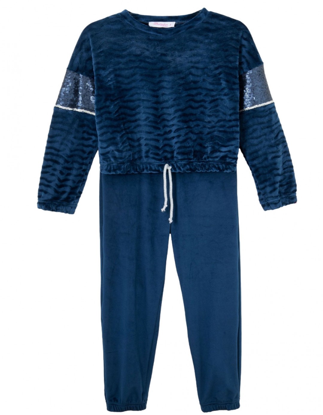 Παιδικό σετ για κορίτσι, βελουτέ, μπλε, Regular Fit, 94% Pol-6% El. Παιδικό σετ για κορίτσι, βελουτέ, μπλε, Regular Fit, 94% Pol-6% El.