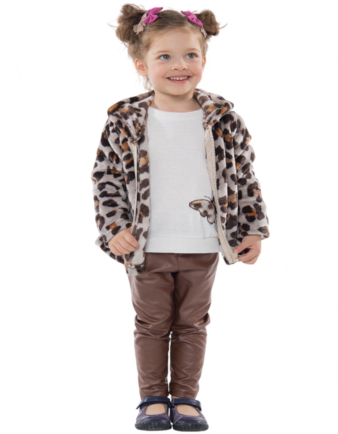 Παιδικό σετ για κορίτσι με ζακέτα, πάγου-ταμπά, Regular Fit, 50% Pu-48% Pes-2% El.