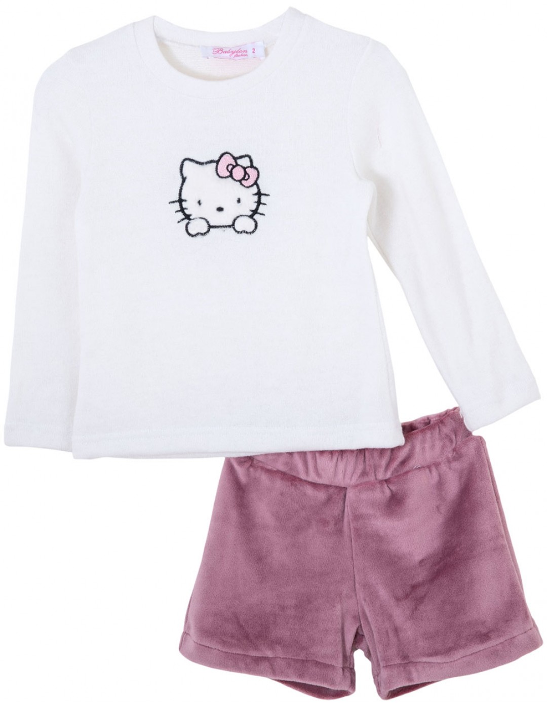 Σετ κορίτσι Babylon Fashion βελούτε Hello Kitty λευκό ροζ