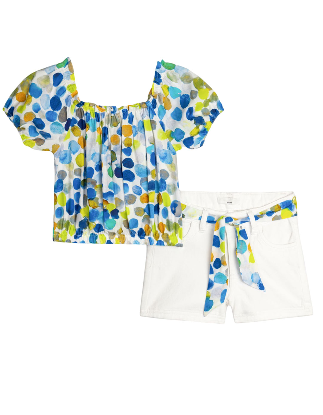 Σετ Κοριτσιού με Μπλούζα και Σορτς με Ζώνη.FUNKY Kids.Regular Fit.100% polyester +100% cotton.