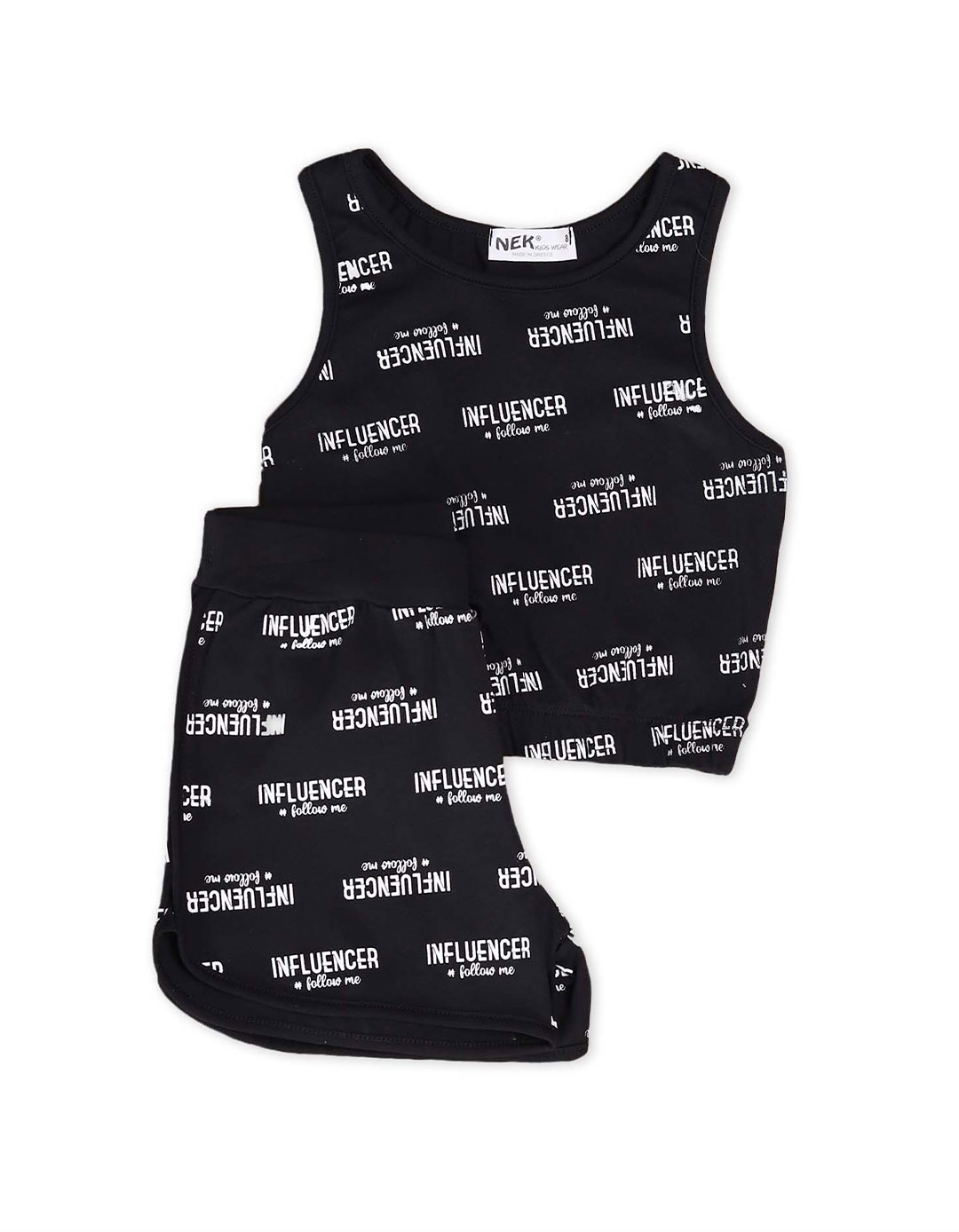 Σετ για κορίτσι αμάνικη μπλούζα και σορτς, μαύρο, Regular Fit, 95% βαμβάκι, 5% ελαστάνη. Σετ για κορίτσι αμάνικη μπλούζα και σορτς, μαύρο, Regular Fit, 95% βαμβάκι, 5% ελαστάνη.