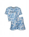 Σετ για κορίτσι κοντομάνικη μπλούζα και σορτς, σιελ, Regular Fit, 95% βαμβάκι, 5% ελαστάνη. Σετ για κορίτσι κοντομάνικη μπλούζα και σορτς, σιελ, Regular Fit, 95% βαμβάκι, 5% ελαστάνη.