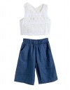 Σετ για κορίτσι - Λευκό μπλουζάκι και τζιν βερμούδα .Regular Fit.60%COTT35%POL5%EL.  Σετ για κορίτσι - Λευκό μπλουζάκι και τζιν βερμούδα .Regular Fit.60%COTT35%POL5%EL.