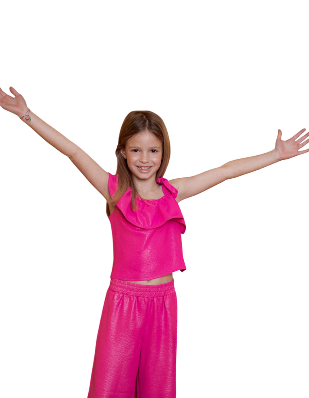 Σετ για κορίτσι τοπ και παντελόνα φούξια,50%cotton 50%lurex.Regular Fit. Σετ για κορίτσι τοπ και παντελόνα φούξια,50%cotton 50%lurex.Regular Fit.