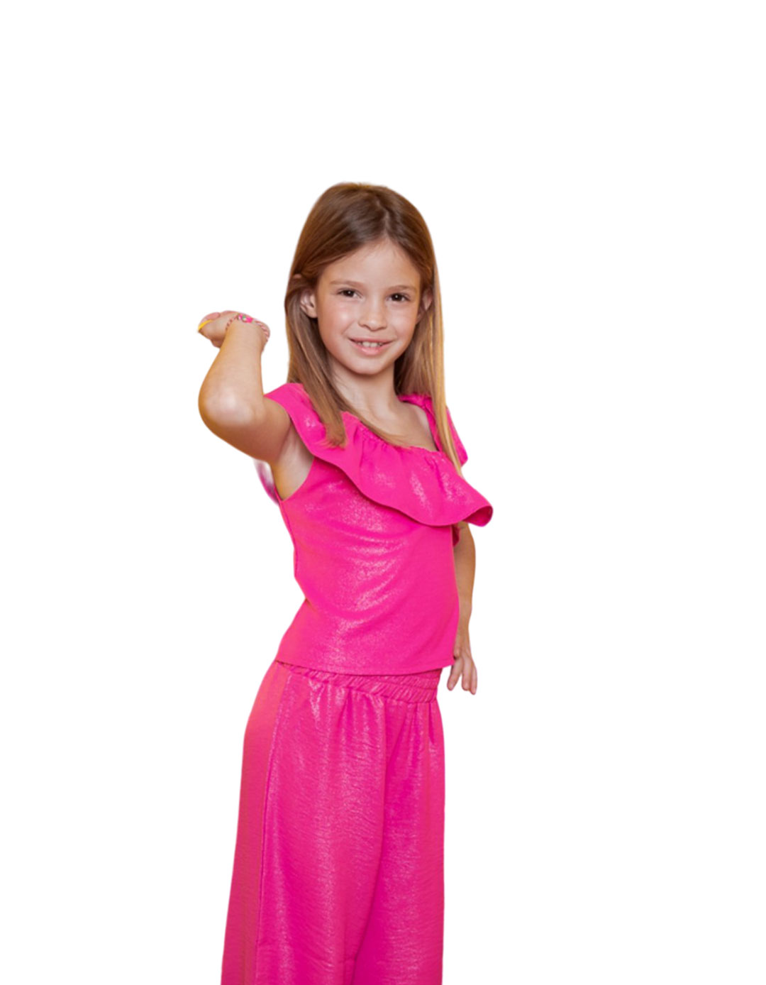 Σετ για κορίτσι τοπ και παντελόνα φούξια,50%cotton 50%lurex.Regular Fit. Σετ για κορίτσι τοπ και παντελόνα φούξια,50%cotton 50%lurex.Regular Fit.