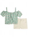 Παιδικό σετ κορίτσι με λουλουδάτη μπλούζα και λευκό σορτς,μέντα-λευκό,95%cotton,5%elas.Regular Fit. Παιδικό σετ κορίτσι με λουλουδάτη μπλούζα και λευκό σορτς,μέντα-λευκό,95%cotton,5%elas.Regular Fit.