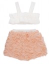 Βρεφικό σετ με λευκό τοπ και σορτσάκι με 3D τριαντάφυλλα σε ροδακινί - Chief. 89%Pes 11%Sp / 100%Pes .Regular Fit.