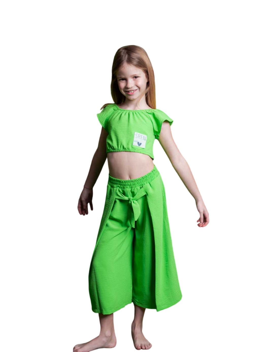 Σετ για κορίτσι πράσινο-λαχανί τοπ και παντελόνα, 100% pes.Regular Fit. Σετ για κορίτσι πράσινο-λαχανί τοπ και παντελόνα, 100% pes.Regular Fit.