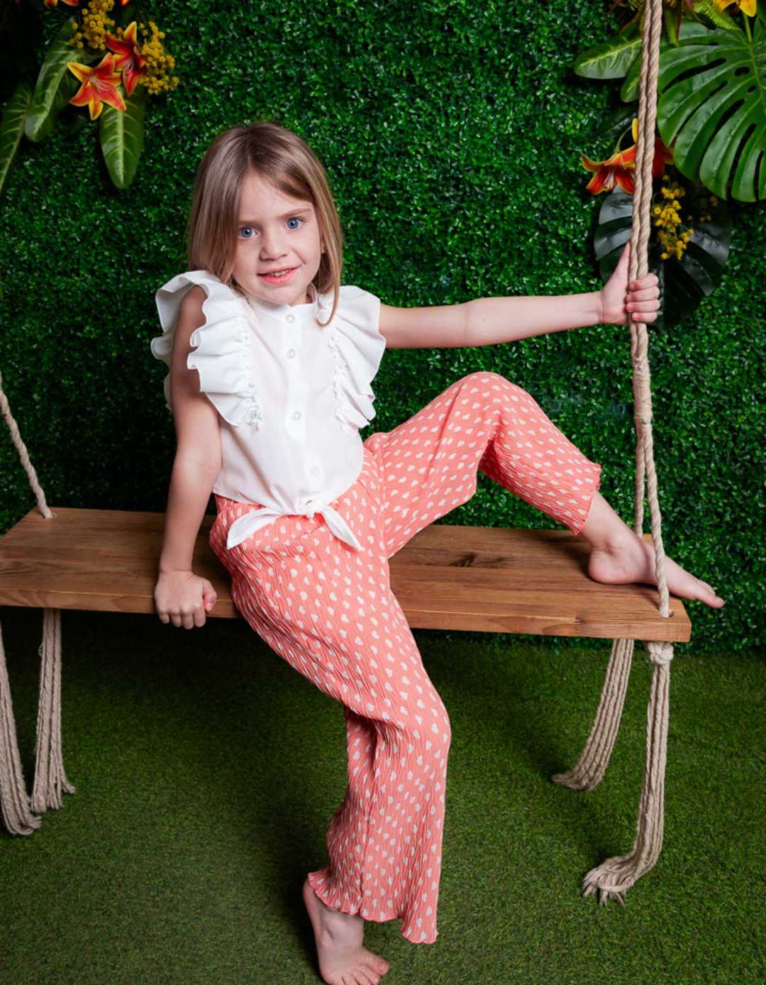 Σετ κοριτσίστικο πουκάμισο και παντελόνα λευκό -πορτοκαλί 50%cotton 50%pes.Regular Fit. Σετ κοριτσίστικο πουκάμισο και παντελόνα λευκό -πορτοκαλί 50%cotton 50%pes.Regular Fit.