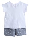 Βρεφικό Σετ Κορίτσι Μπλούζα λευκή με Σορτς γκρι και Φιόγκο - Babylon Fashion,100%cotton.Regular Fit.