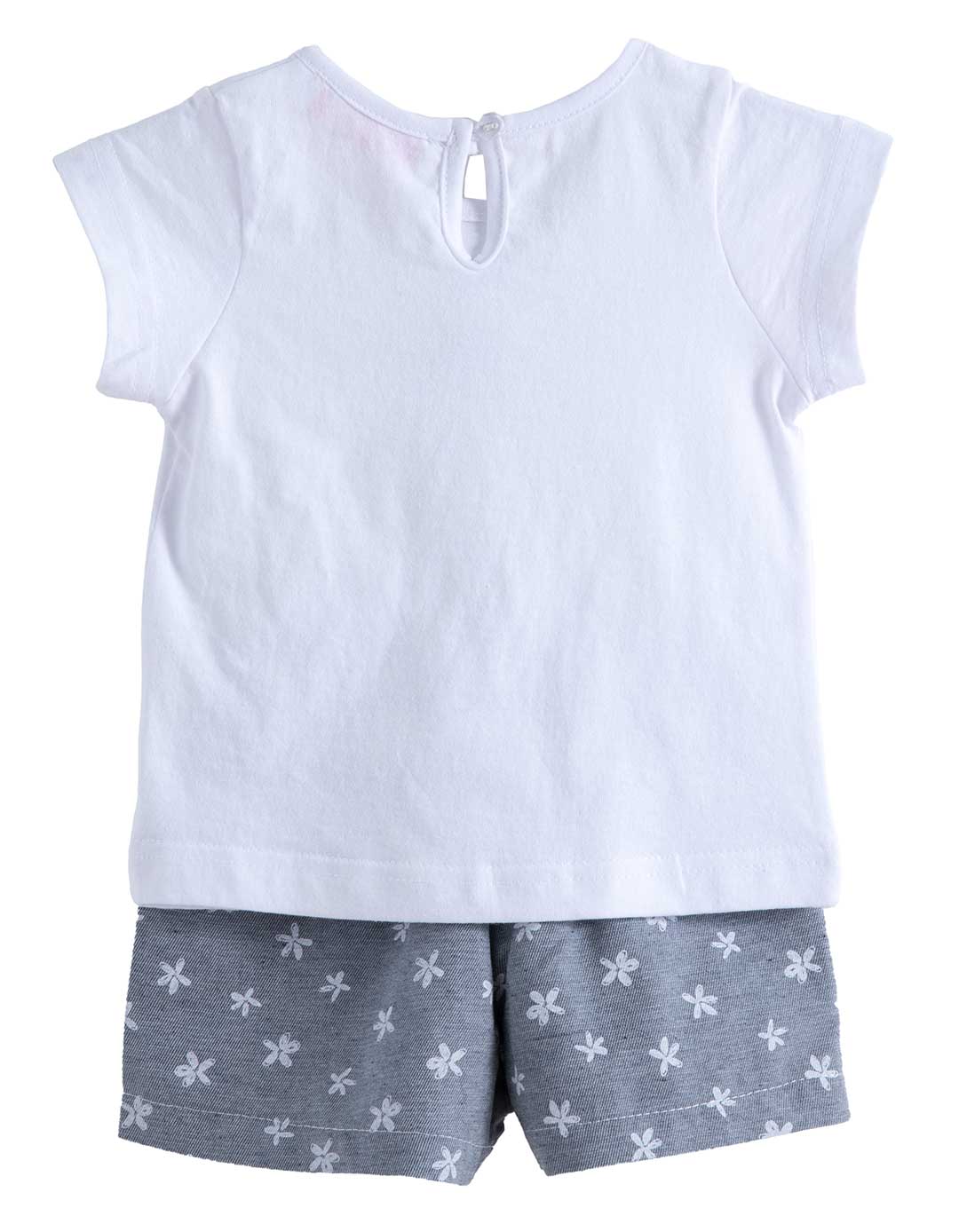 Βρεφικό Σετ Κορίτσι Μπλούζα λευκή με Σορτς γκρι και Φιόγκο - Babylon Fashion,100%cotton.Regular Fit.