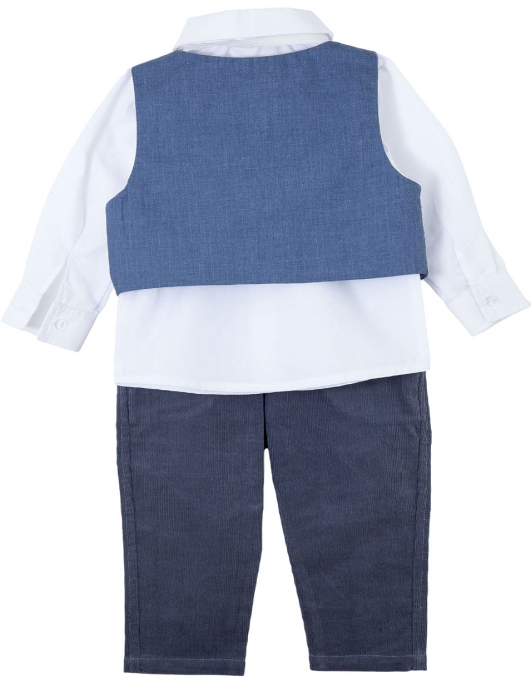 Βρεφικό σετ κουστούμι για αγόρι, κοτλ΄έ, γκρι-λευκό, Regular Fit, 100% COTT-30%PL.