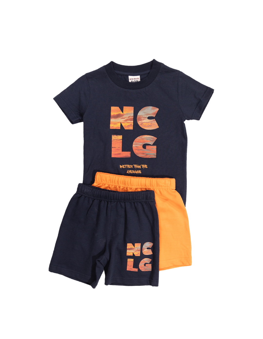 Παιδικό σετ 3τμχ για αγόρι με μπλούζα και βερμούδα, μπλέ-πορτοκαλι-μπλ΄έ, Regular Fit, 100% βαμβάκι. Παιδικό σετ 3τμχ για αγόρι με μπλούζα και βερμούδα, μπλέ-πορτοκαλι-μπλ΄έ, Regular Fit, 100% βαμβάκι.