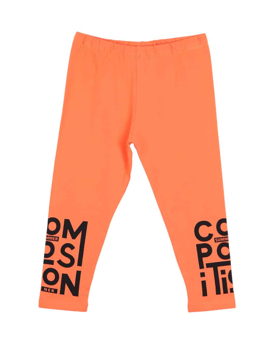 Παιδικό σετ για κορίτσι με μπλούζα και κολάν, μαύρο-πορτοκαλί, Regular Fit, 100% βαμβάκι Παιδικό σετ για κορίτσι με μπλούζα και κολάν, μαύρο-πορτοκαλί, Regular Fit, 100% βαμβάκι