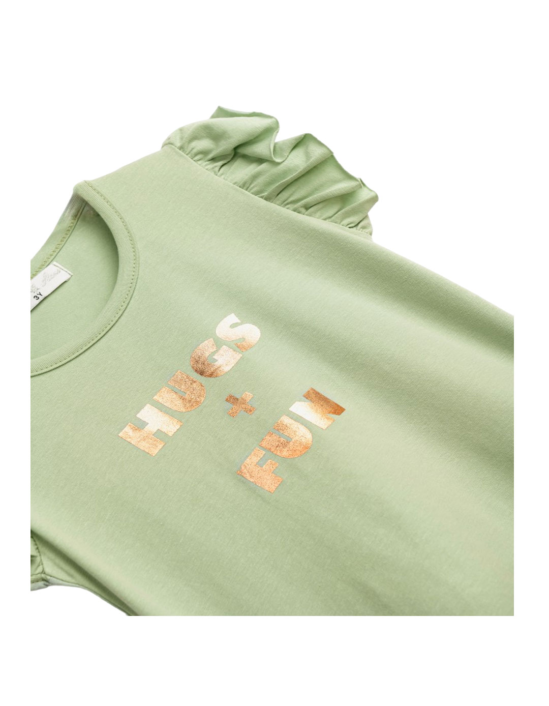 Παιδικό σετ για κορίτσι με μπλούζα και σορτσάκι, φυστικί-φο΄ύξια, Regular Fit, 95% βαμβάκι, 5% ελαστίνη. Παιδικό σετ για κορίτσι με μπλούζα και σορτσάκι, φυστικί-φο΄ύξια, Regular Fit, 95% βαμβάκι, 5% ελαστίνη.