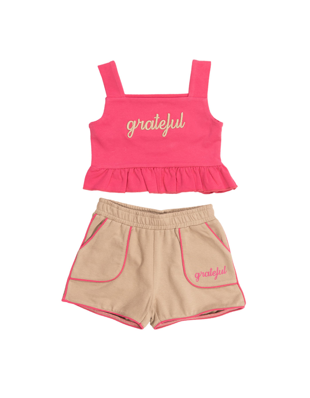 Παιδικό σετ για κορίτσι με μπλούζα και σορτσάκι, φούξια-μπεζ, Regular Fit, 95% βαμβάκι, 5% ελαστίνη. Παιδικό σετ για κορίτσι με μπλούζα και σορτσάκι, φούξια-μπεζ, Regular Fit, 95% βαμβάκι, 5% ελαστίνη.