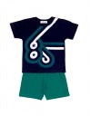 Παιδικό σετ για αγόρι με μπλούζα και βερμούδα, μπλε-πράσινο, Regular Fit, 100% βαμβάκι.