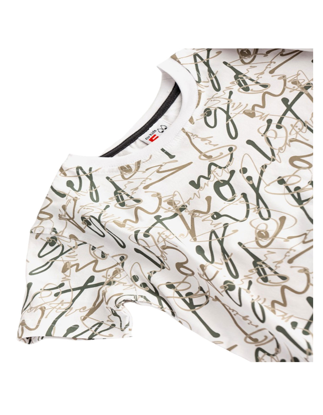 Παιδικό σετ για αγόρι με μπλούζα και βερμούδα, allover λευκό-ανθρακί, Regular Fit, 100% βαμβάκι. Παιδικό σετ για αγόρι με μπλούζα και βερμούδα, allover λευκό-ανθρακί, Regular Fit, 100% βαμβάκι.