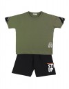 Παιδικό σετ για αγόρι με μπλούζα και βερμούδα, λαδί-μαύρο, Regular Fit, 100% βαμβάκι. Παιδικό σετ για αγόρι με μπλούζα και βερμούδα, λαδί-μαύρο, Regular Fit, 100% βαμβάκι.