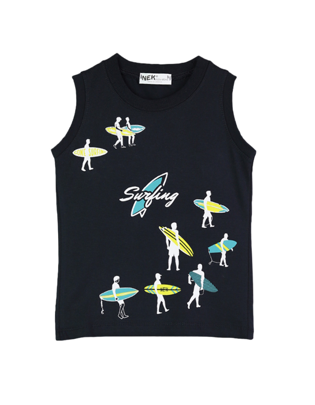 Παιδικό αμάνικο σετ για αγόρι με μπλούζα και βερμούδα, μαρέν-πετρόλ, Regular Fit, 100% βαμβάκι.