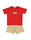 Παιδικό σετ για αγόρι με μπλούζα και βερμούδα, κόκκινο-μπεζ, Regular Fit, 100% βαμβάκι. Παιδικό σετ για αγόρι με μπλούζα και βερμούδα, κόκκινο-μπεζ, Regular Fit, 100% βαμβάκι.