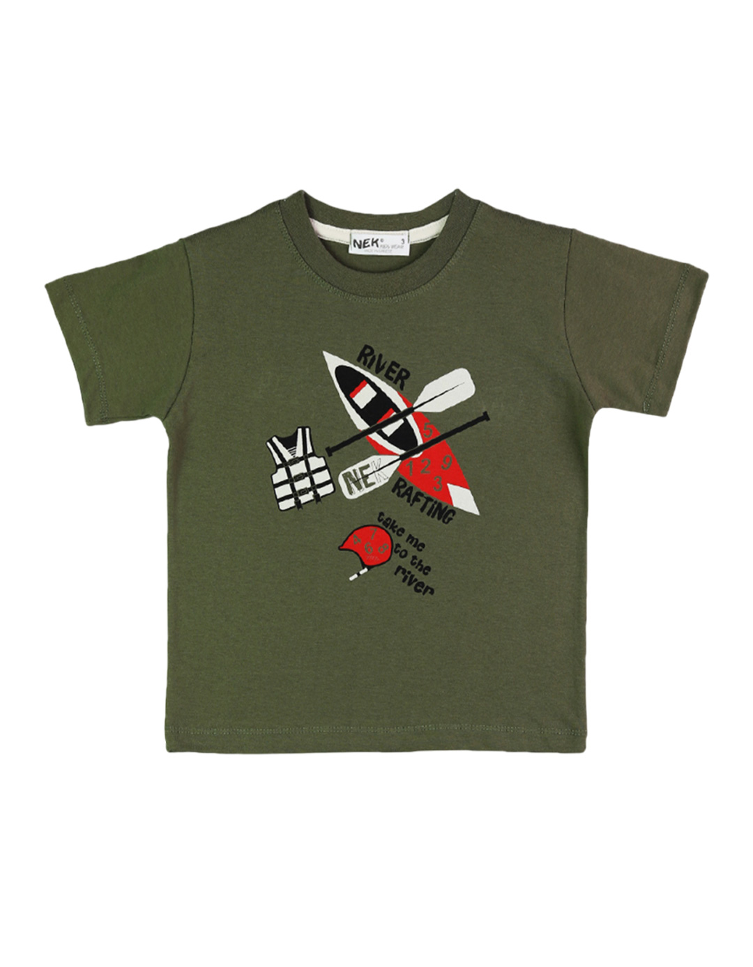 Παιδικό σετ για αγόρι με μπλούζα και βερμούδα, λαδί-πάγου, Regular Fit, 100% βαμβάκι. Παιδικό σετ για αγόρι με μπλούζα και βερμούδα, λαδί-πάγου, Regular Fit, 100% βαμβάκι.