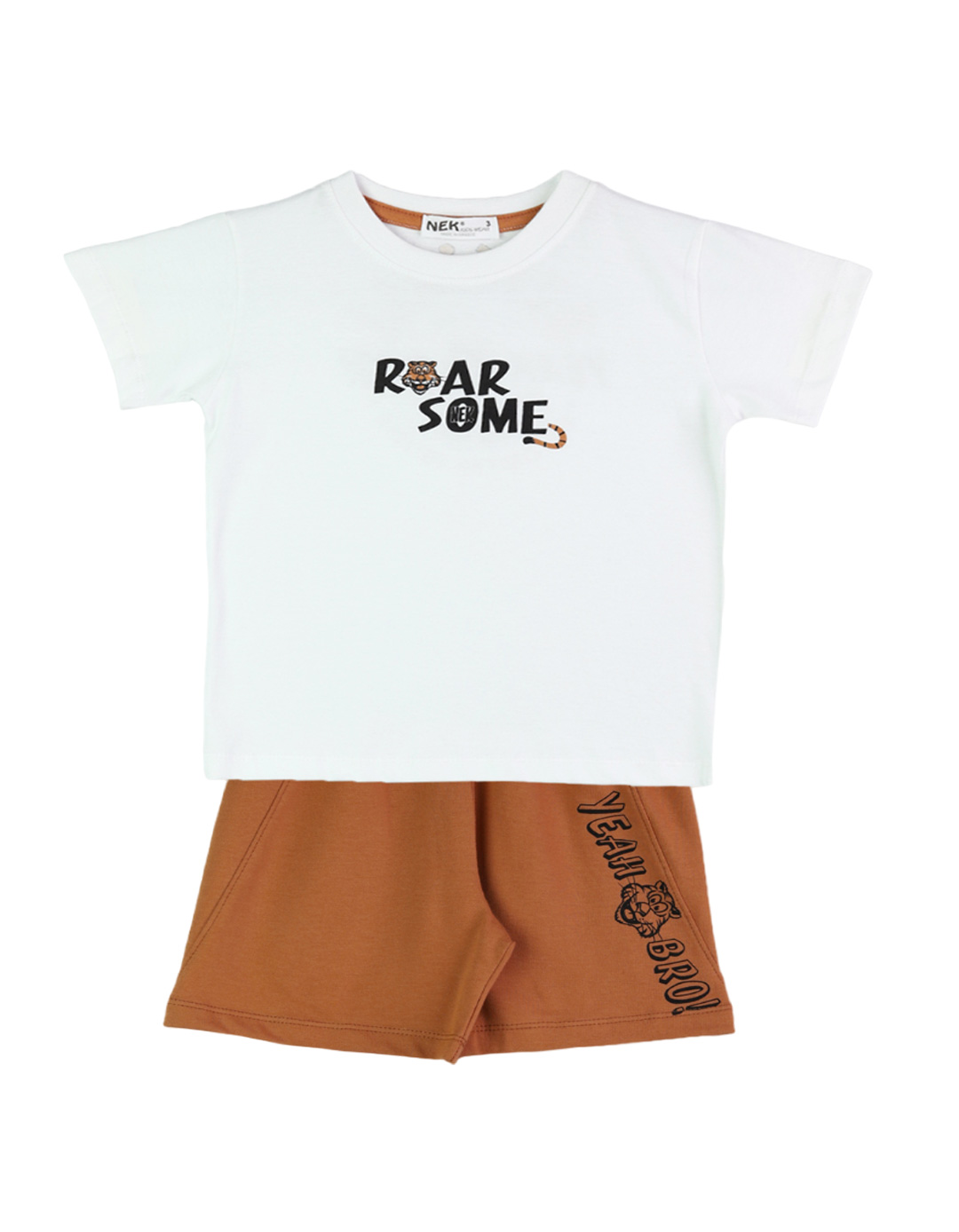 Παιδικό σετ για αγόρι με μπλούζα και βερμούδα, λευκό-πορτοκαλί, Regular Fit, 100% βαμβάκι. Παιδικό σετ για αγόρι με μπλούζα και βερμούδα, λευκό-πορτοκαλί, Regular Fit, 100% βαμβάκι.