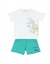 Παιδικό σετ για αγόρι με μπλούζα και βερμούδα, λευκό-πράσινο, Regular Fit, 100% βαμβάκι. Παιδικό σετ για αγόρι με μπλούζα και βερμούδα, λευκό-πράσινο, Regular Fit, 100% βαμβάκι.