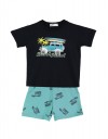 Παιδικό σετ για αγόρι με μπλούζα και βερμούδα, μαρέν-πετρόλ, Regular Fit, 100% βαμβάκι. Παιδικό σετ για αγόρι με μπλούζα και βερμούδα, μαρέν-πετρόλ, Regular Fit, 100% βαμβάκι.