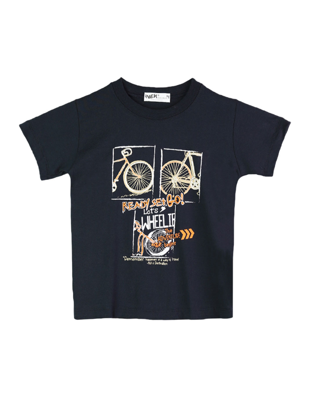 Παιδικό σετ για αγόρι με μπλούζα και βερμούδα, μαρέν-μπέζ, Regular Fit, 100% βαμβάκι.