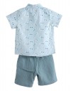 Βρεφικό Σετ για Αγόρι με Πουκάμισο και Πράσινο Σορτς, 100%cotton.Regular Fit.