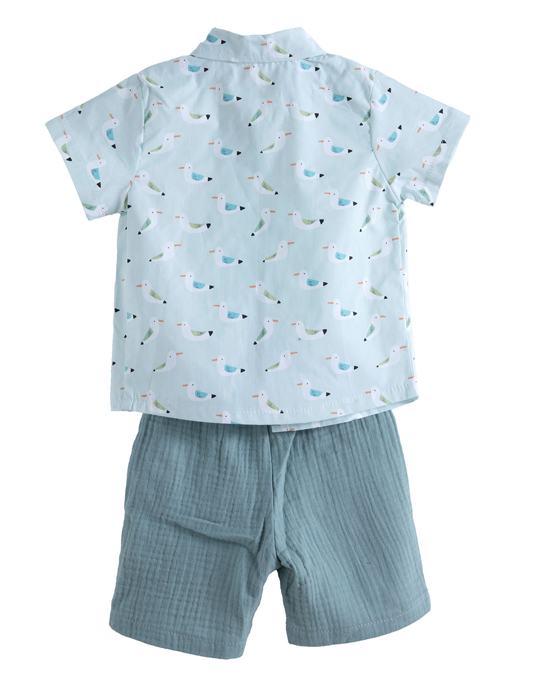 Βρεφικό Σετ για Αγόρι με Πουκάμισο και Πράσινο Σορτς, 100%cotton.Regular Fit.