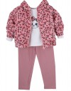 Βρεφικό σετ για κορίτσι, ζακέτα μπλούζα και κολάν, ροζ-λευκό, Regular Fit, 48% Ra-27% Pl-20% Ny-5% El.
